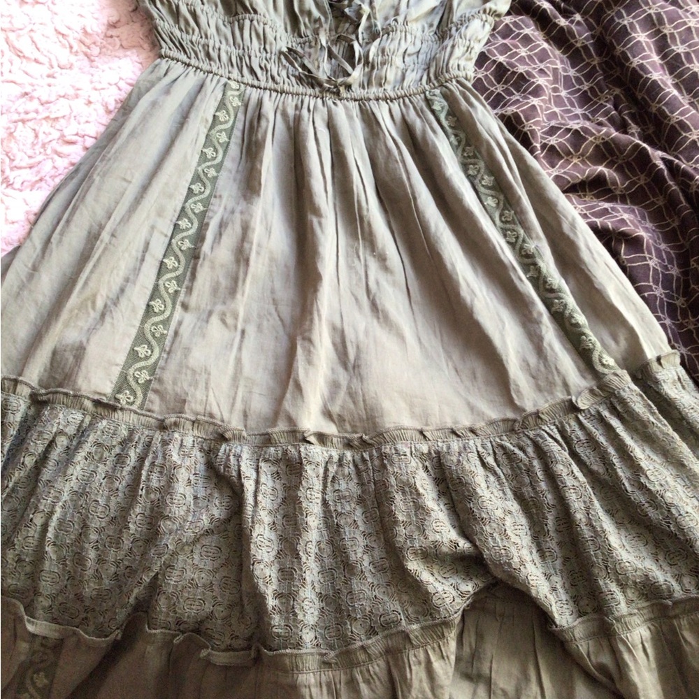 NEW ! SEE LISTING Rare Free People Boho Olive Green Maxi Dress - Picture 4 of 10